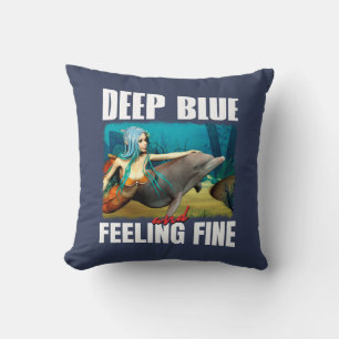 Coussin Océan Bleu Sentimental Art Mermaid Dauphin