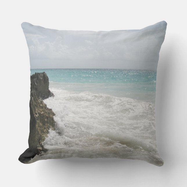 Coussin Océan bleu turquoise avec des vagues de mousse (Recto)