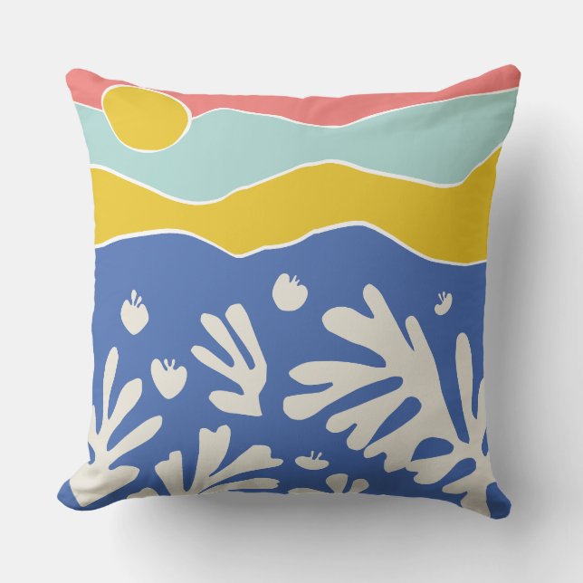 Coussin Océan corail bleu (Recto)