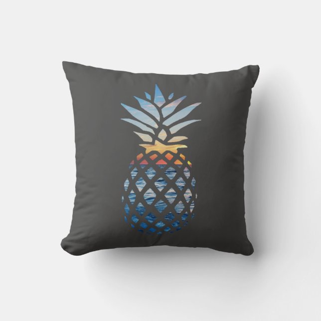 Coussin Océan de coucher de soleil d'ananas (Recto)