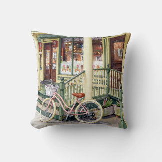 Coussin Ocean Grove NJ - Bicyclette devant la boutique de