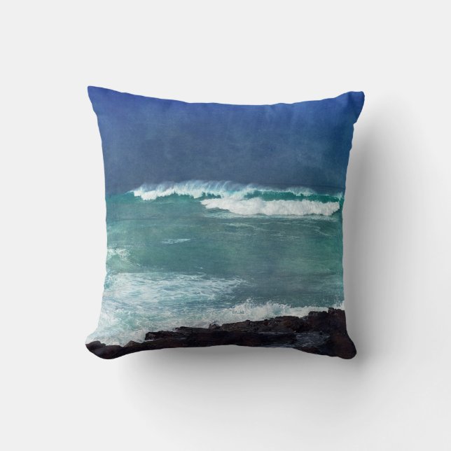 Coussin Océan hawaïen Hawaï Waves Aqua Blue Sea Turquoise (Recto)