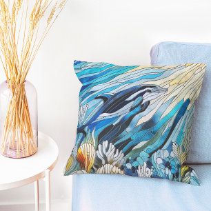 Coussin Ocean Life - Art numérique Mosaic