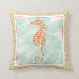 Coussin Ocean Orange Seahorse