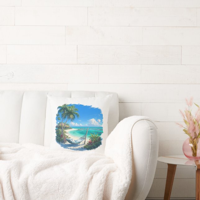 Coussin Ocean Paradise - Plage tropicale Oasis (Canapé)