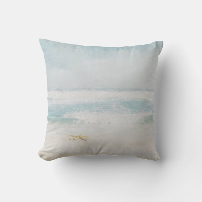 Coussin Océan Surf avec Aquarelle de poisson Starfish (Recto)