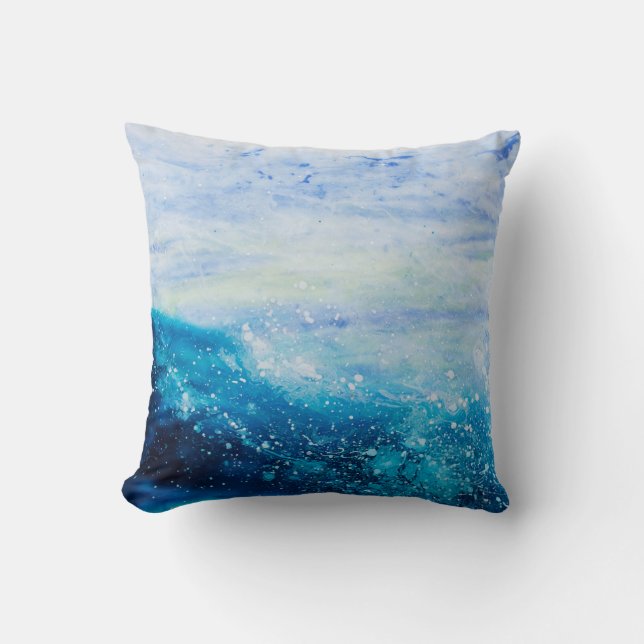 Coussin Ocean wave painting, sea foam (Recto)