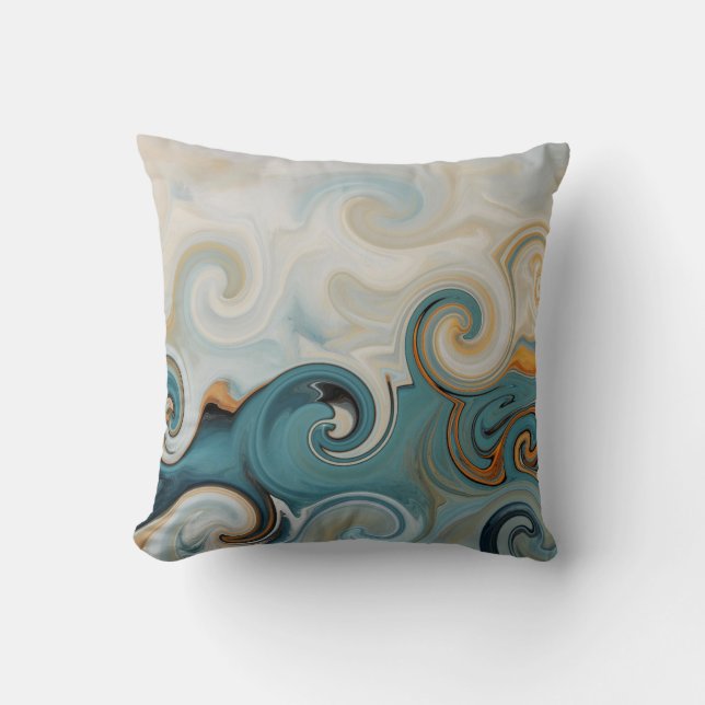 Coussin Ocean Waves Beach Turquoise Blue Abstrait 74 (Recto)