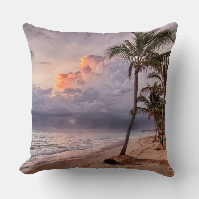 Coussin Ocean Waves Sandy Beach Sunset (Recto)