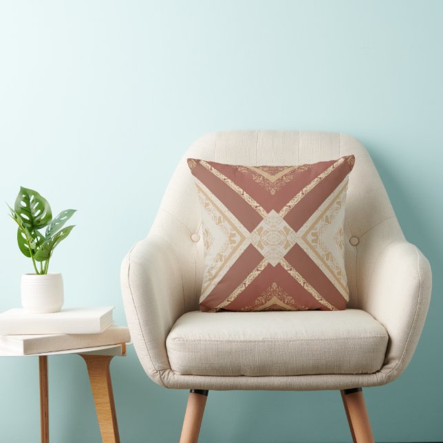 Coussin Ocrélia – Tons Terreux Chauds Décoratif  (Chaise)