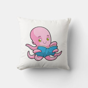Coussin Octopus à la lecture d'un livre