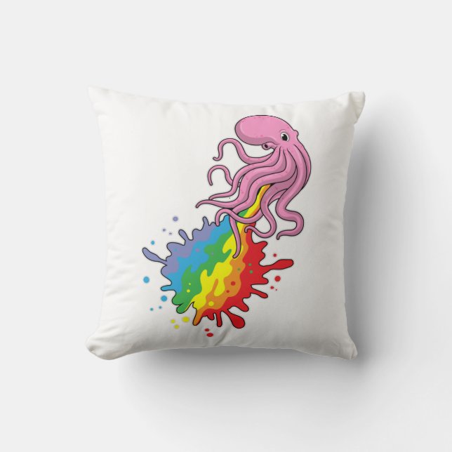 Coussin Octopus avec arc-en-ciel (Recto)