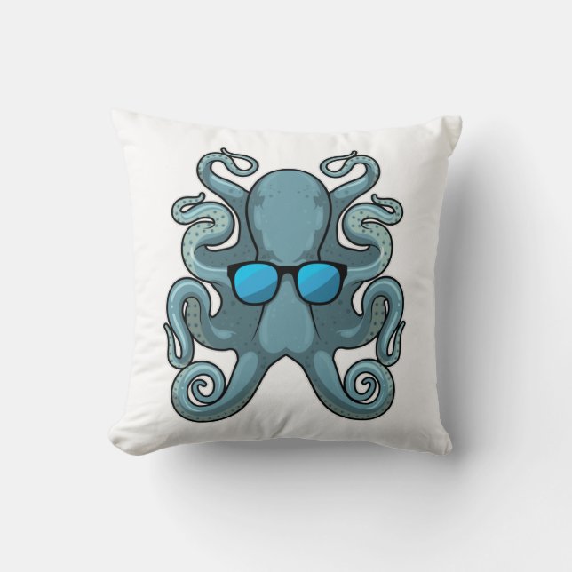 Coussin Octopus avec lunettes de soleil (Recto)