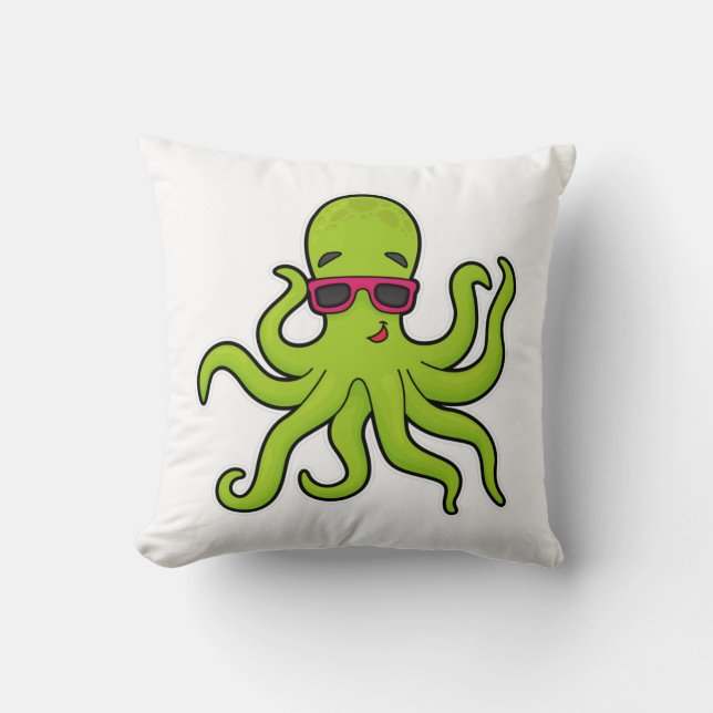 Coussin Octopus avec lunettes de soleil (Recto)