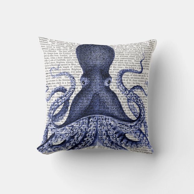 Coussin Octopus bleu (Recto)
