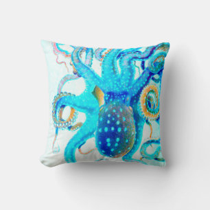 Coussin Octopus bleu coloré