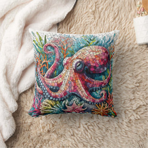 Coussin Octopus Coloré Parmi La Récie De Corail