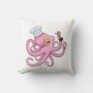 Coussin Octopus comme cuire avec cuillère en bois