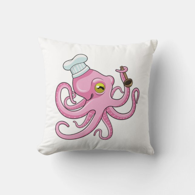 Coussin Octopus comme cuire avec cuillère en bois (Recto)