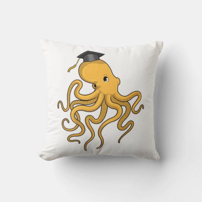 Coussin Octopus comme étudiant avec diplôme (Recto)