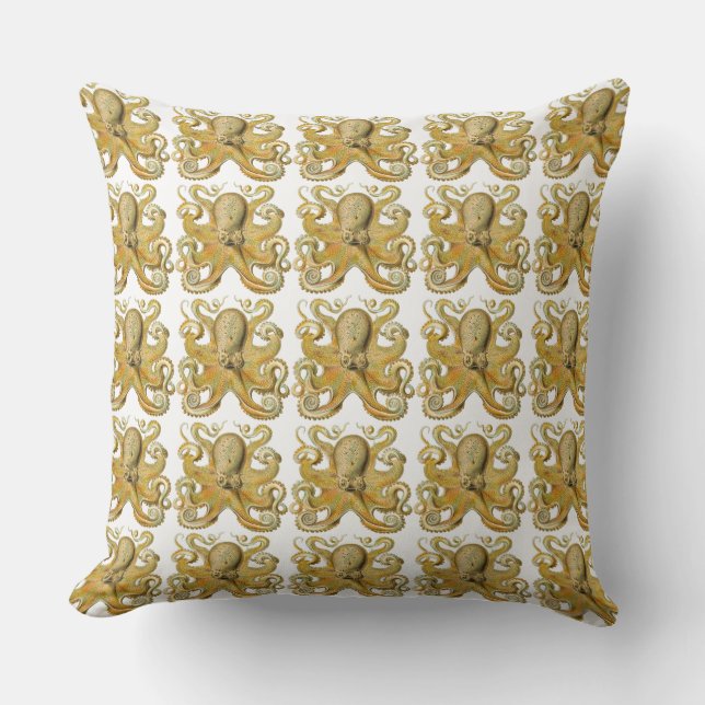 Coussin Octopus illustration antique monstre marin (Recto)