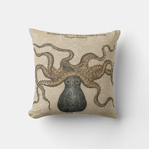 Coussin Octopus Kraken Illustration Vintage