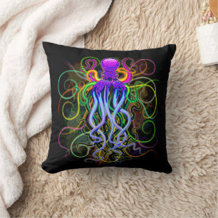 Coussin Octopus Luminescence psychédélique