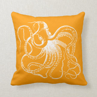 Coussin Octopus Vintage orange et rayures marines