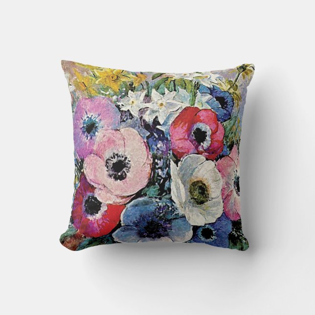 Coussin Odilon Redon Anémones Fleurs - Symbolisme Art Fin (Recto)