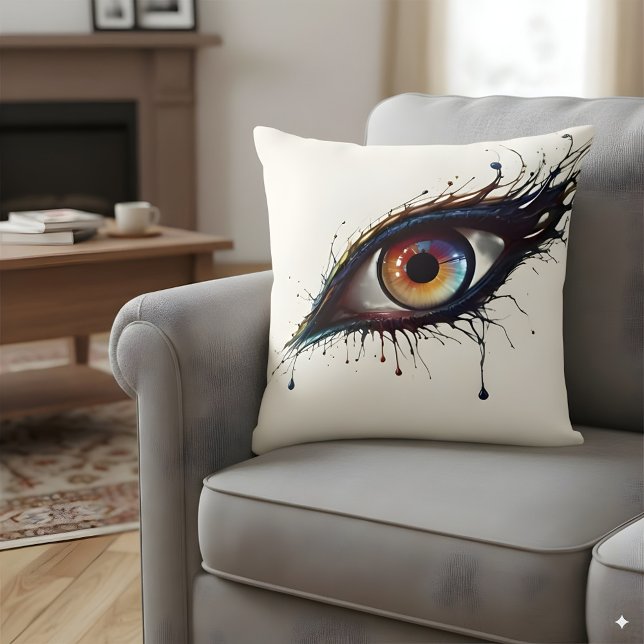 Coussin OEil Abstrait artistique avec plaque de peinture c (Créateur téléchargé)
