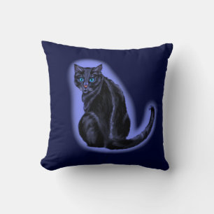 Coussin Oeil Bleu Chat Noir Jeu Oreille