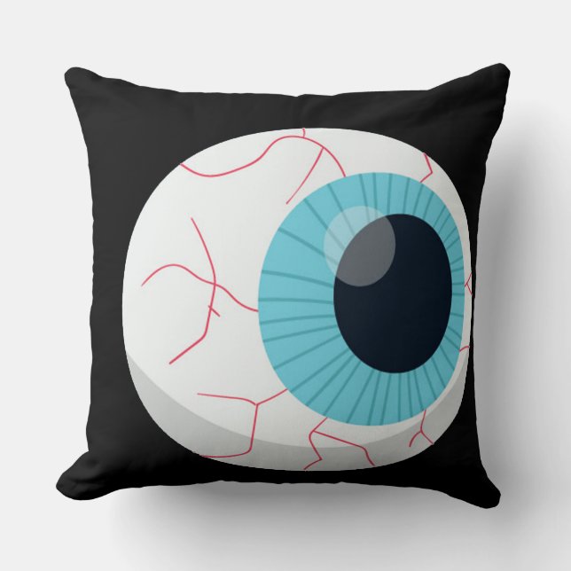 Coussin oeil bleu heureux de Halloween (Recto)