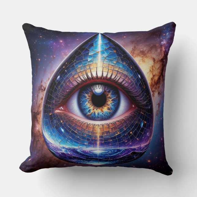 Coussin Œil cosmique dans une boule disco galactique en fo (Recto)