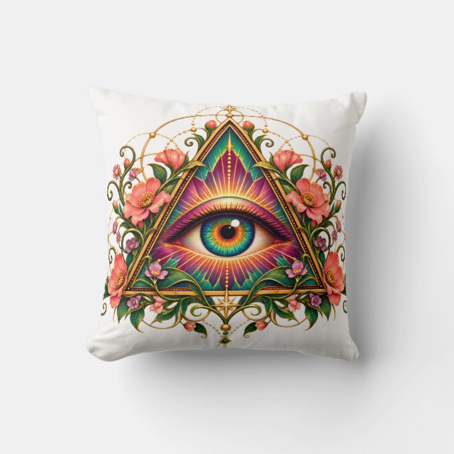 Coussin Œil de Mosaïque Florale (Recto)