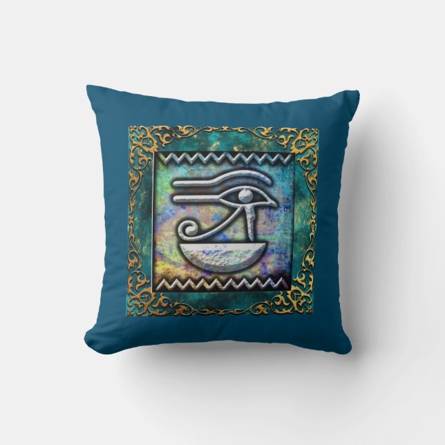 Coussin Œil de Râ Égyptien Ancien Art (Recto)