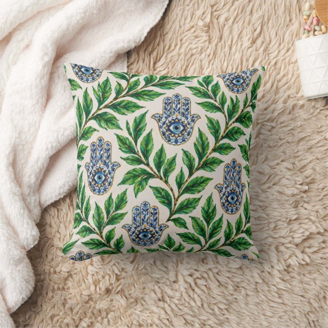 Coussin Œil Hamsa Botanique (Couverture)