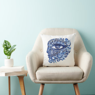 Coussin Oeil mal grec Abstrait avec clé grecque