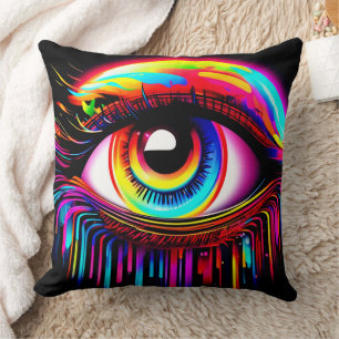 Coussin Œil Néon Vif avec Couleurs Fondantes