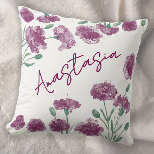 Coussin Œillet personnalisé de naissance en janvier