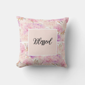 Coussin Œillets roses et lavande, 