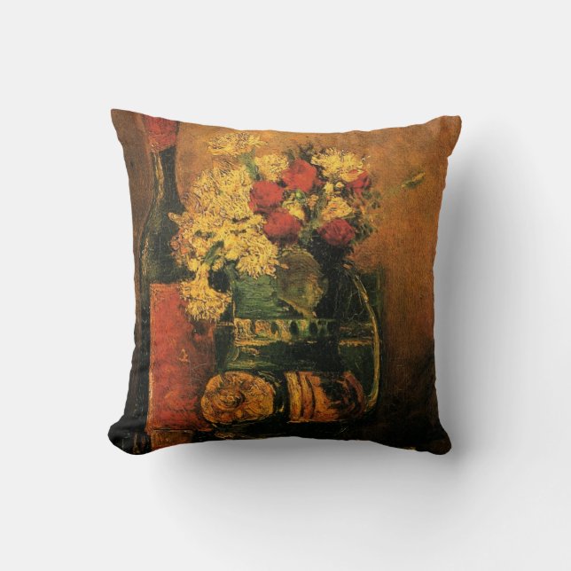 Coussin Œillets, roses et un flacon par Vincent van Gogh (Recto)