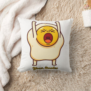 Coussin Œuf de dessin animé drôle et en colère
