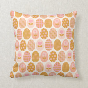 Coussin OEuf de Pâques floral en or rose jaune Boho