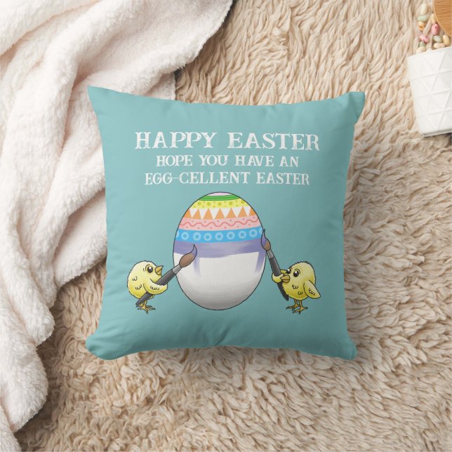 Coussin œuf de Pâques peint par les poules (Couverture)