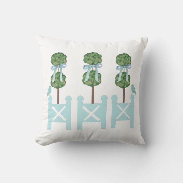 Coussin Oeuf de Robin Oiseau bleu Topiaire Jeter Oiseau (Recto)