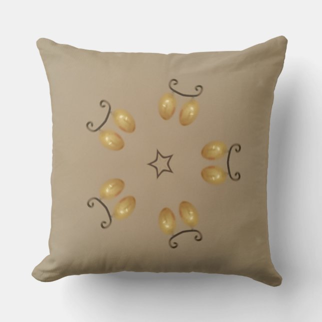 Coussin Oeuf Jaune Doré Motif OEufs de Pâques Beige rustiq (Recto)
