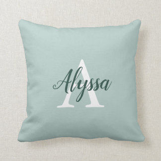 Coussin Oeufs de canard Monogramme vert Script Jeter Oreil