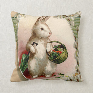 Coussin Oeufs de lapin de Pâques Parapluie Lily Panier Car