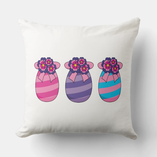 Coussin Oeufs de Pâques aux fleurs et au ruban (Recto)