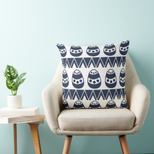 Coussin Œufs de Pâques Chevron Rayures Joyeuses Pâques Mot
